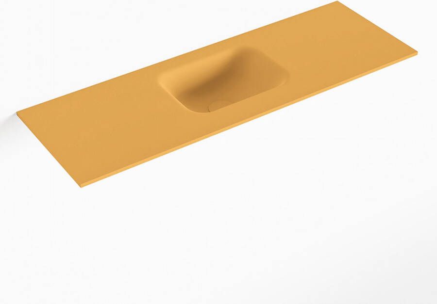 Mondiaz LEX Ocher solid surface inleg wastafel voor toiletmeubel 90cm. Positie wasbak midden