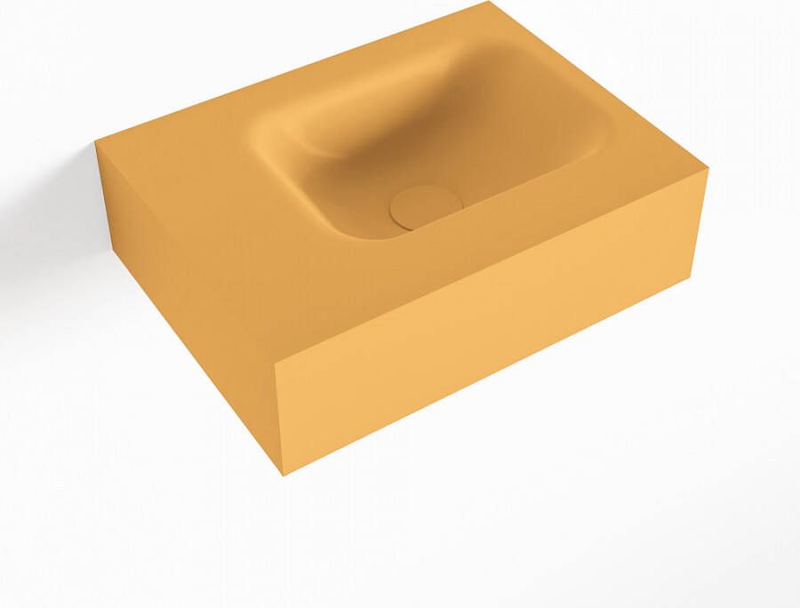 Mondiaz LEX Opbouwwastafel 40x30x12cm 0 kraangaten wasbak rechts Solid Surface mat F52103Ocher