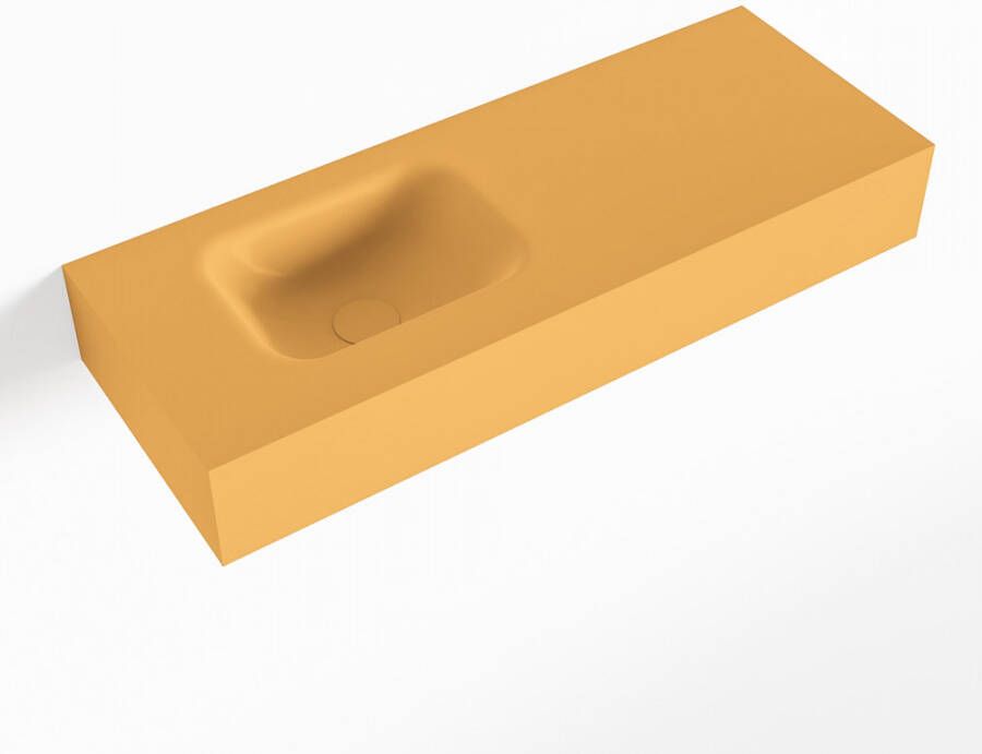 Mondiaz LEX Opbouwwastafel 80x30x12cm 0 kraangaten wasbak links Solid Surface mat F52114Ocher