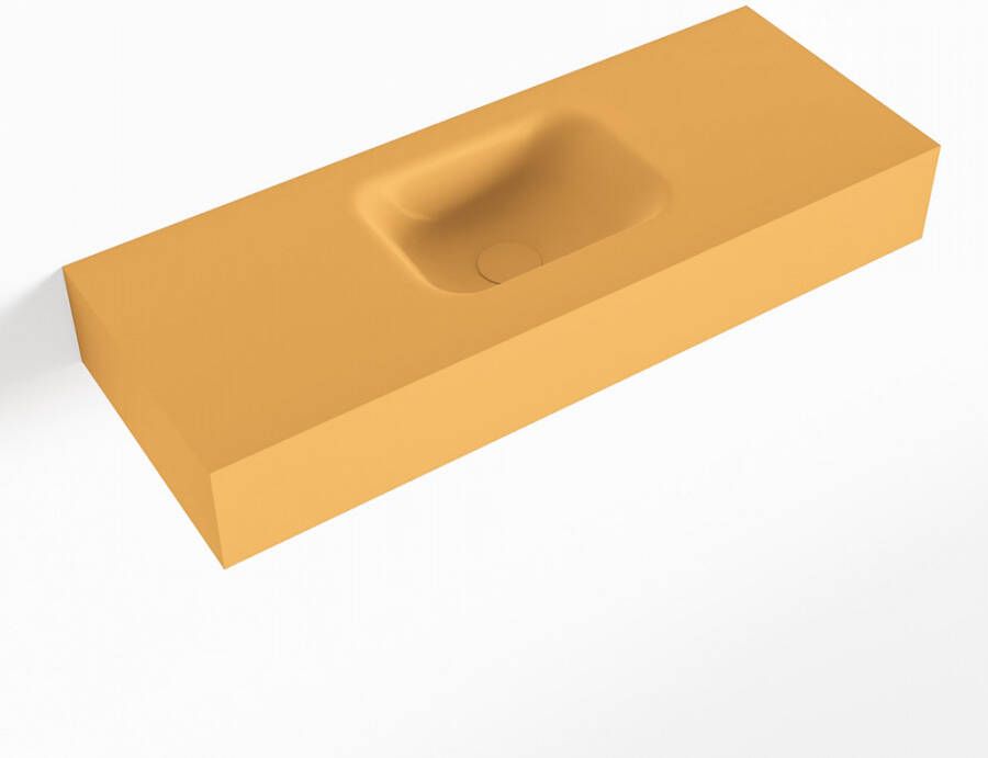 Mondiaz LEX Opbouwwastafel 80x30x12cm 0 kraangaten wasbak midden Solid Surface mat F52113Ocher