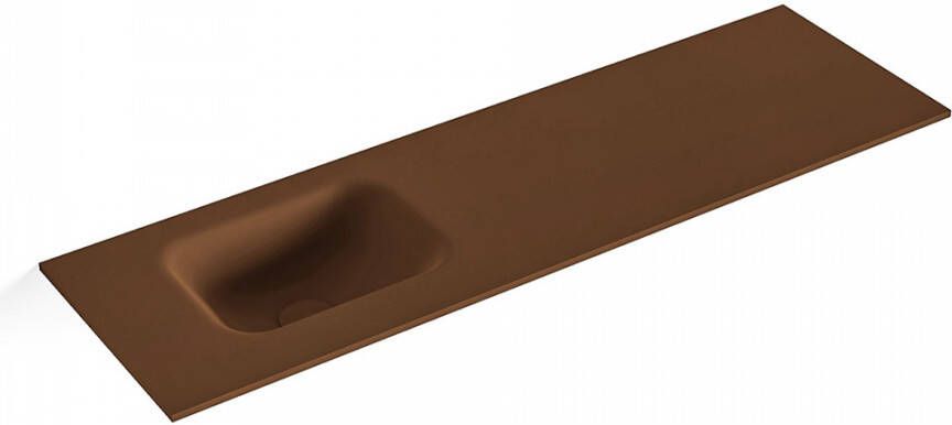 Mondiaz LEX Rust solid surface inleg wastafel voor toiletmeubel 100cm. Positie wasbak links