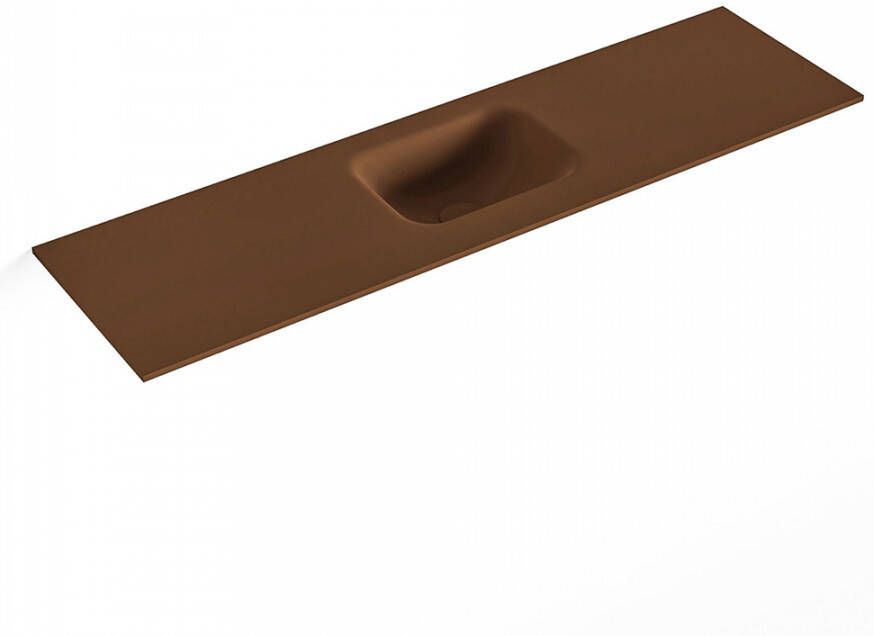 Mondiaz LEX Rust solid surface inleg wastafel voor toiletmeubel 110cm. Positie wasbak midden