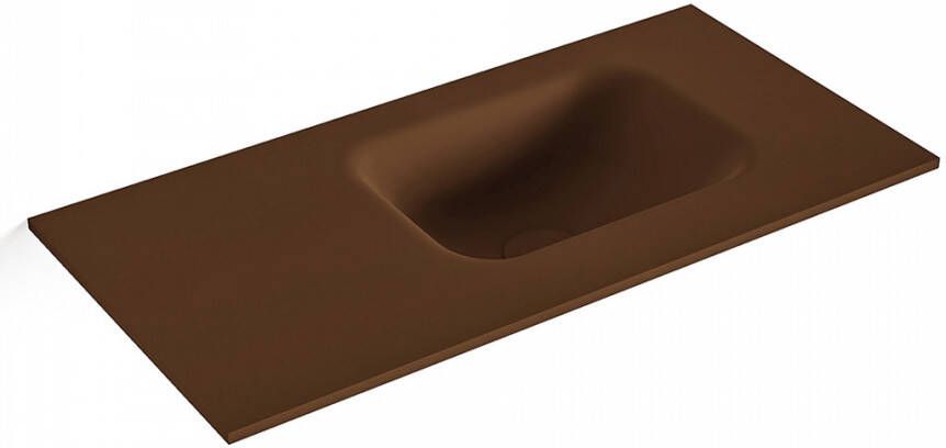 Mondiaz LEX Rust solid surface inleg wastafel voor toiletmeubel 60cm. Positie wasbak rechts