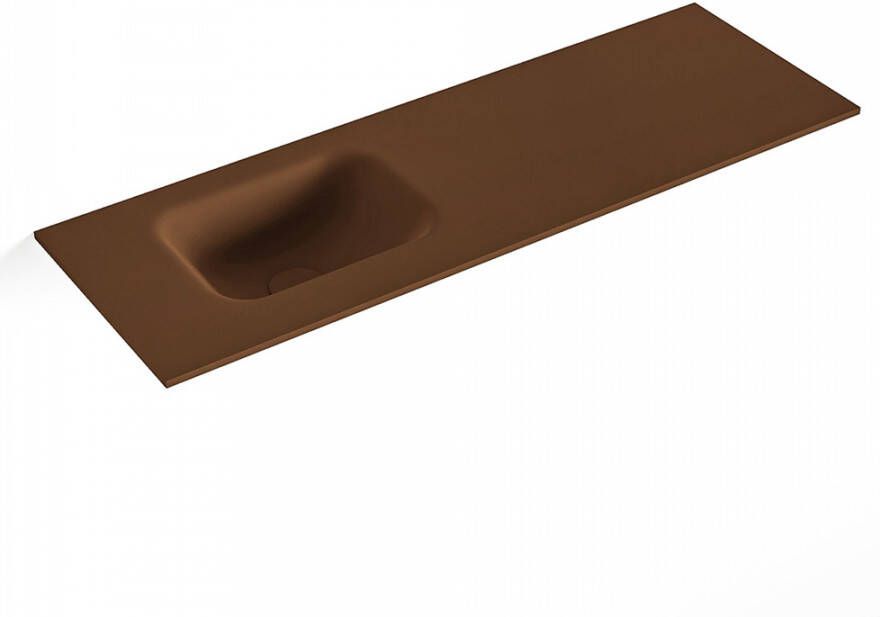 Mondiaz LEX Rust solid surface inleg wastafel voor toiletmeubel 90cm. Positie wasbak links