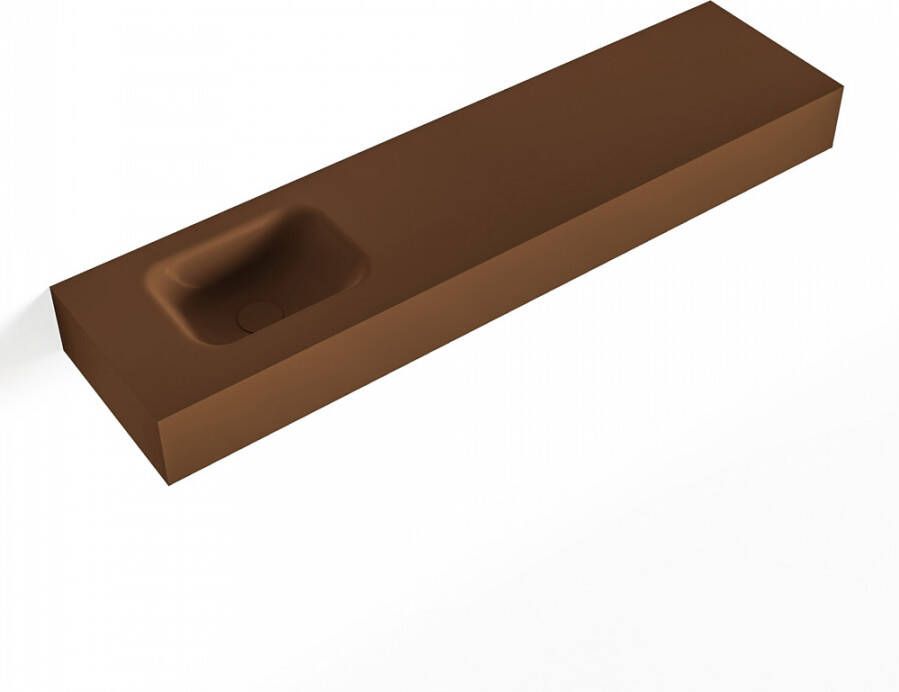 Mondiaz LEX Rust vrijhangende solid surface wastafel 120cm. Positie wasbak links