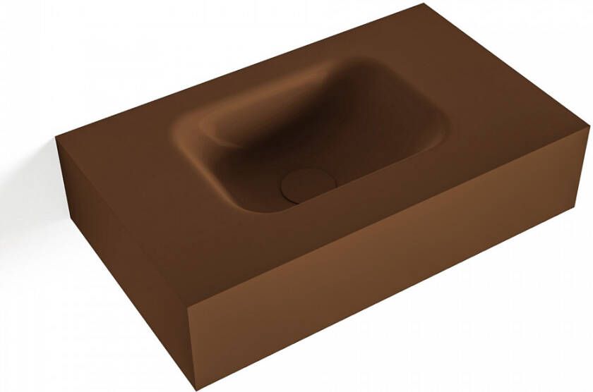 Mondiaz LEX Rust vrijhangende solid surface wastafel 50cm. Positie wasbak links