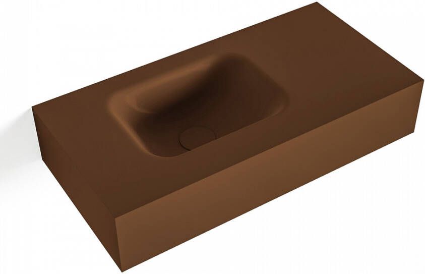 Mondiaz LEX Opbouwwastafel 60x30x12cm 0 kraangaten wasbak links Solid Surface mat F52108Rust