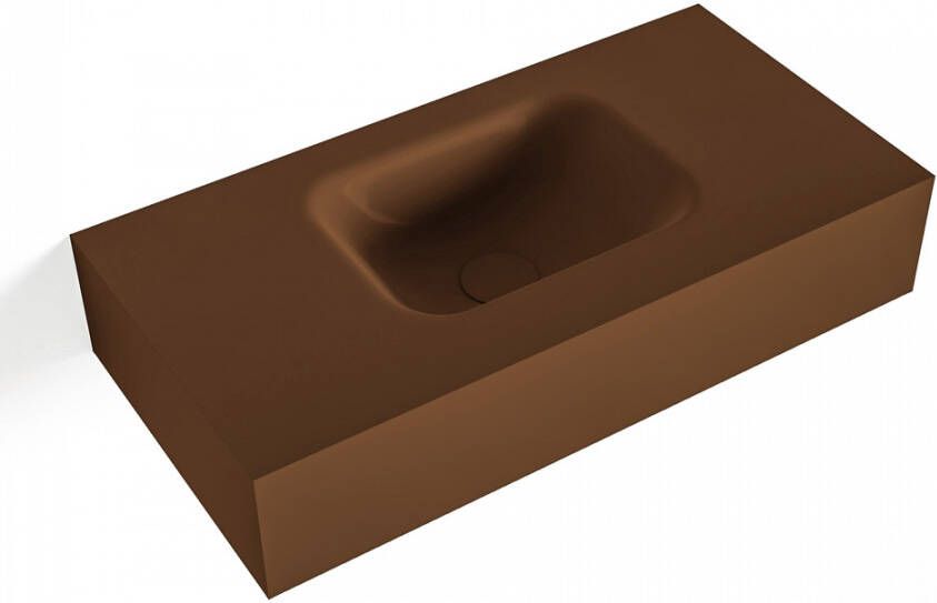 Mondiaz LEX Rust vrijhangende solid surface wastafel 60cm. Positie wasbak midden