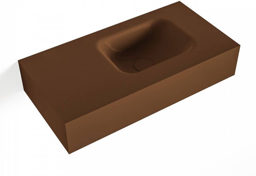 Mondiaz LEX Rust vrijhangende solid surface wastafel 60cm. Positie wasbak rechts