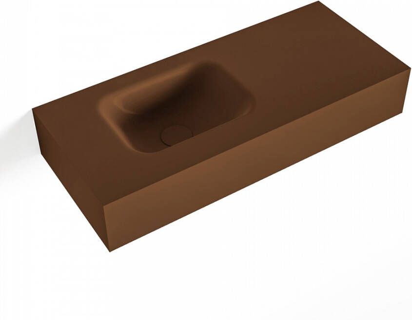 Mondiaz LEX Rust vrijhangende solid surface wastafel 70cm. Positie wasbak links