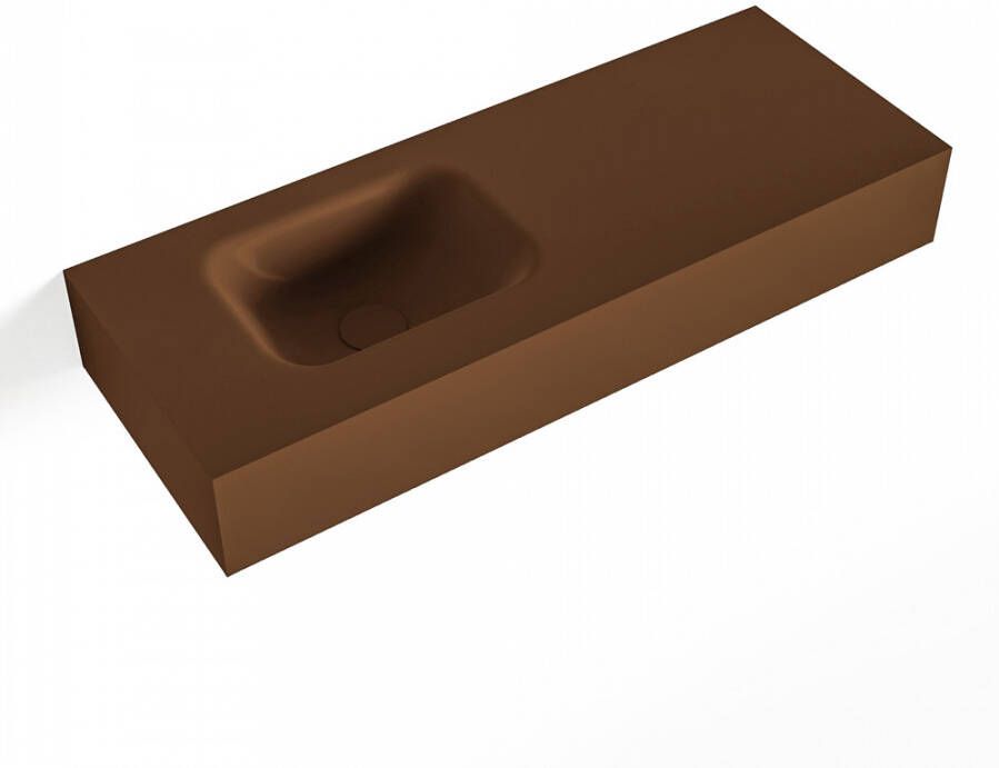 Mondiaz LEX Opbouwwastafel 80x30x12cm 0 kraangaten wasbak links Solid Surface mat F52114Rust