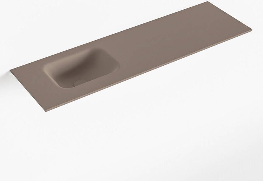 Mondiaz LEX Smoke solid surface inleg wastafel voor toiletmeubel 100cm. Positie wasbak links