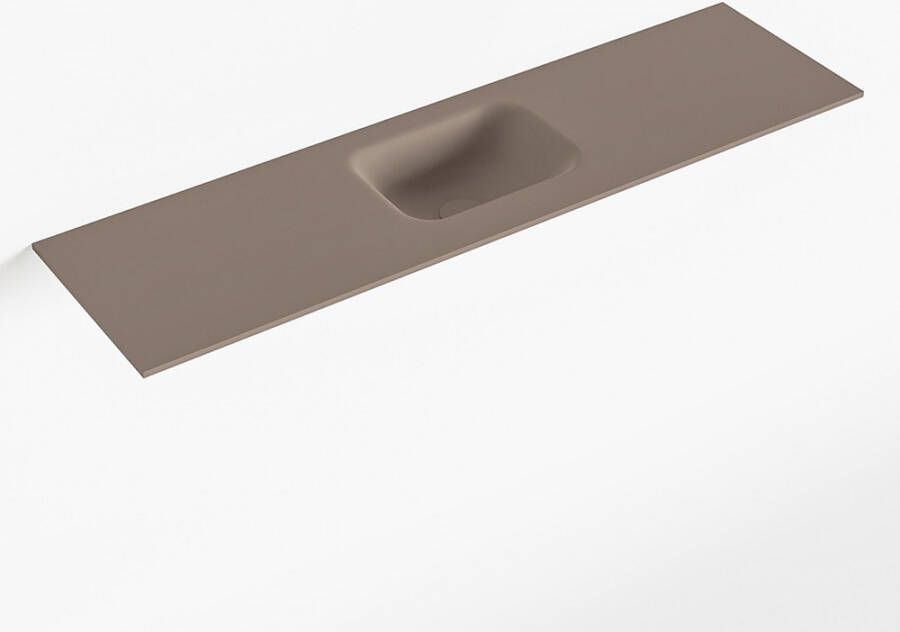 Mondiaz LEX Smoke solid surface inleg wastafel voor toiletmeubel 110cm. Positie wasbak midden