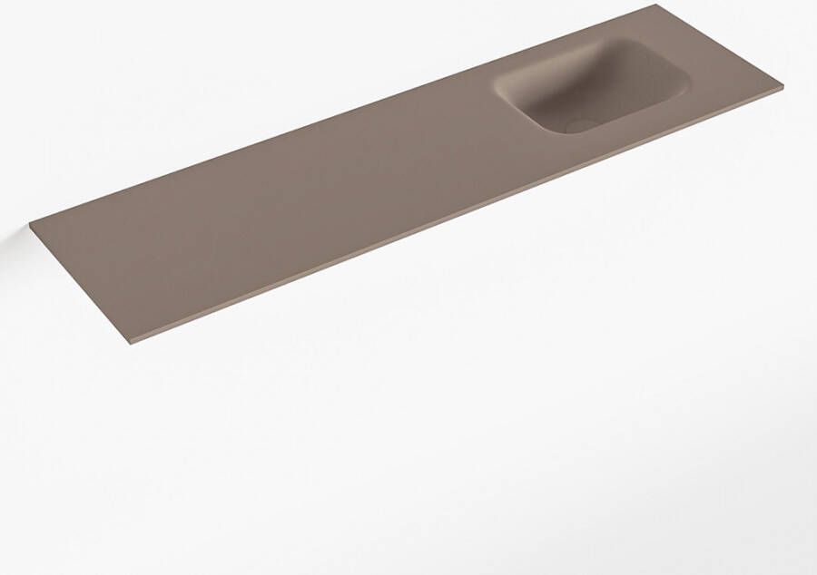Mondiaz LEX Smoke solid surface inleg wastafel voor toiletmeubel 110cm. Positie wasbak rechts