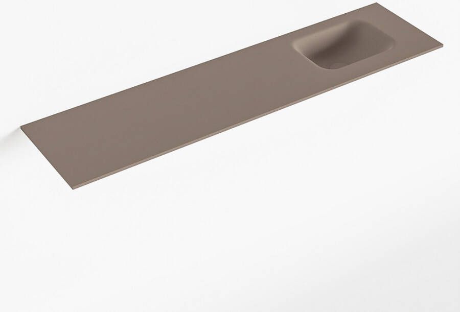 Mondiaz LEX Smoke solid surface inleg wastafel voor toiletmeubel 120cm. Positie wasbak rechts
