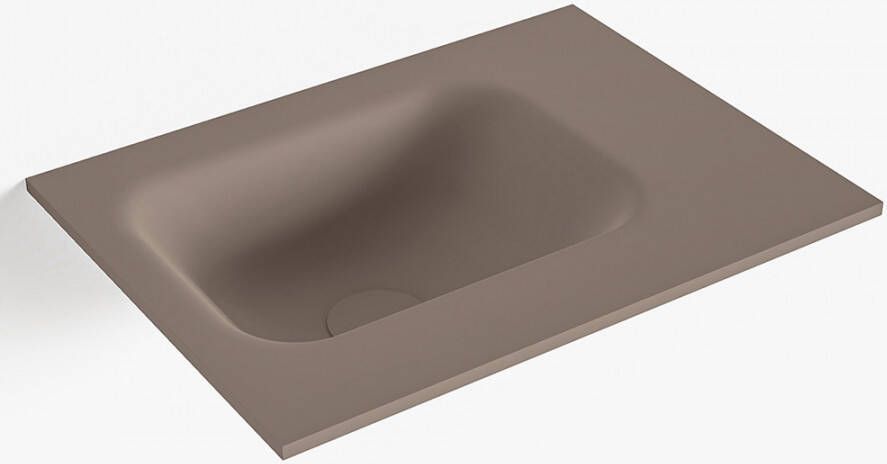 Mondiaz LEX Smoke solid surface inleg wastafel voor toiletmeubel 40cm. Positie wasbak links