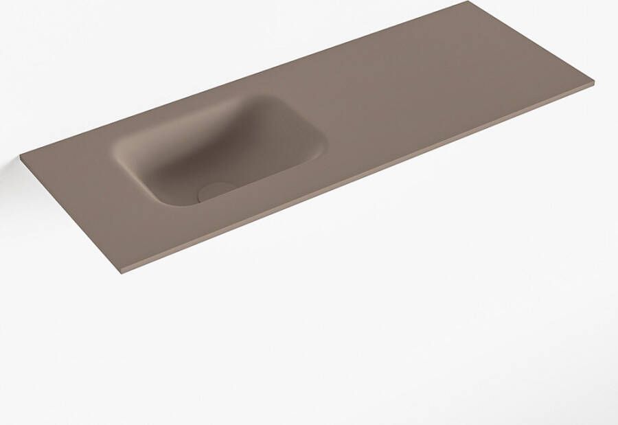 Mondiaz LEX Smoke solid surface inleg wastafel voor toiletmeubel 80cm. Positie wasbak links