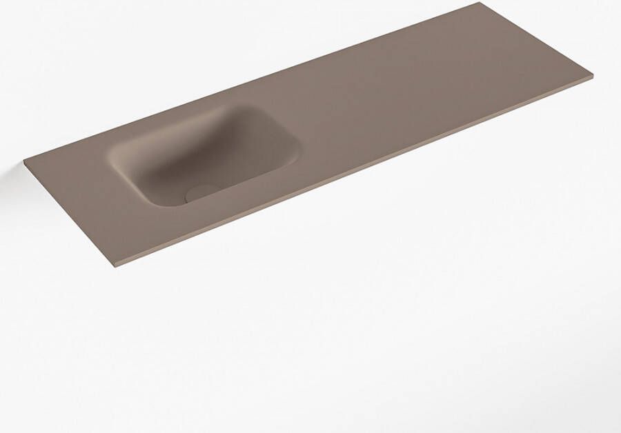 Mondiaz LEX Smoke solid surface inleg wastafel voor toiletmeubel 90cm. Positie wasbak links