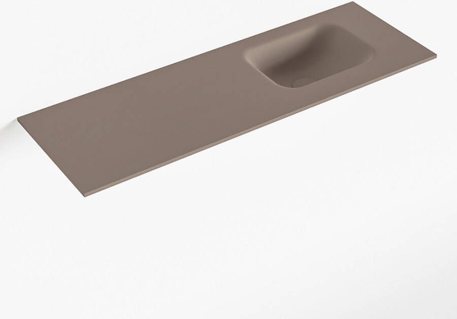 Mondiaz LEX Smoke solid surface inleg wastafel voor toiletmeubel 90cm. Positie wasbak rechts