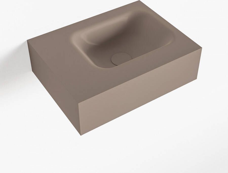 Mondiaz LEX Opbouwwastafel 40x30x12cm 0 kraangaten wasbak rechts Solid Surface Smoke mat F52103Smoke