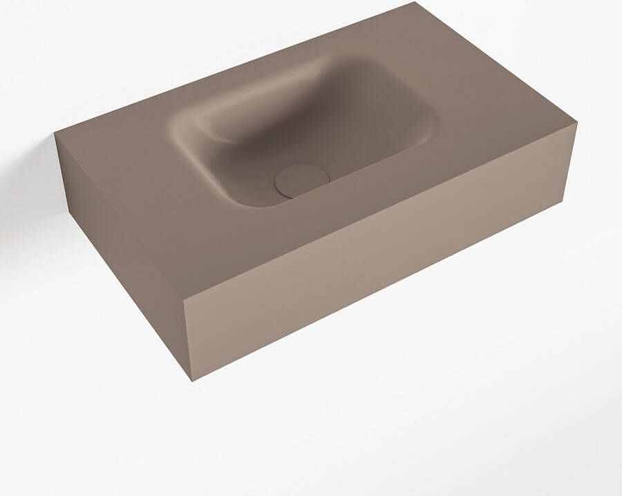 Mondiaz LEX Opbouwwastafel 50x30x12cm 0 kraangaten wasbak links Solid Surface Smoke mat F52105Smoke