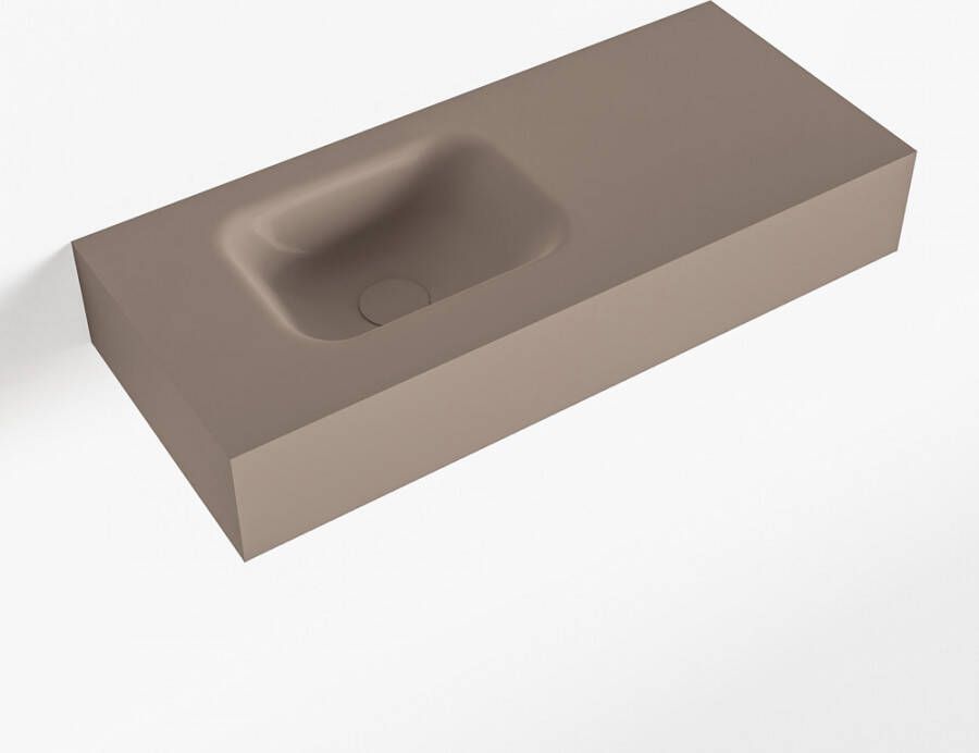 Mondiaz LEX Opbouwwastafel 70x30x12cm 0 kraangaten wasbak links Solid Surface Smoke mat F52111Smoke