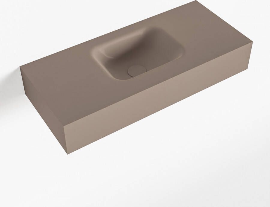 Mondiaz LEX Opbouwwastafel 70x30x12cm 0 kraangaten wasbak midden Solid Surface Smoke mat F52110Smoke