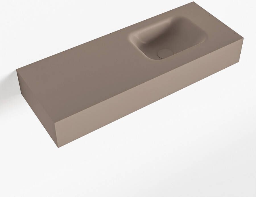 Mondiaz LEX Opbouwwastafel 80x30x12cm 0 kraangaten wasbak rechts Solid Surface Smoke mat F52115Smoke