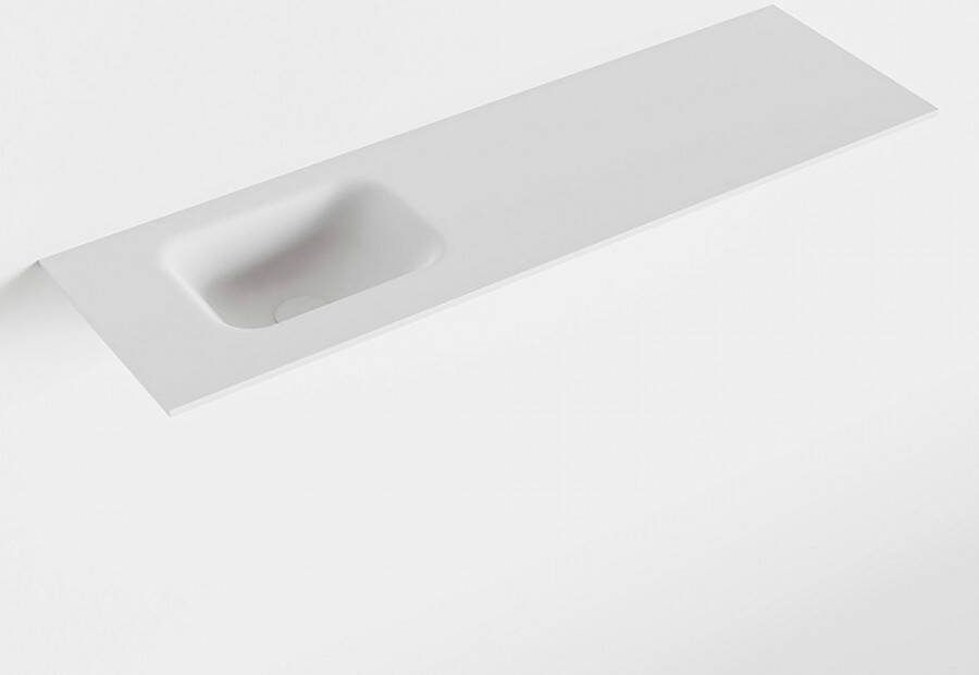 Mondiaz LEX Talc solid surface inleg wastafel voor toiletmeubel 100cm. Positie wasbak links