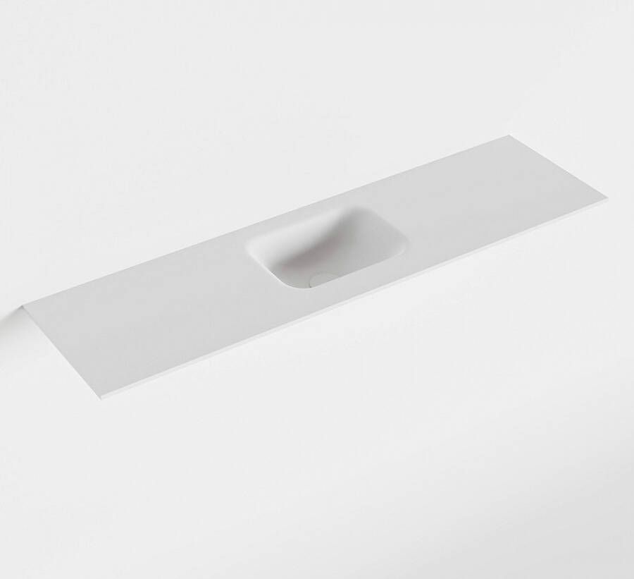 Mondiaz LEX Talc solid surface inleg wastafel voor toiletmeubel 110cm. Positie wasbak midden
