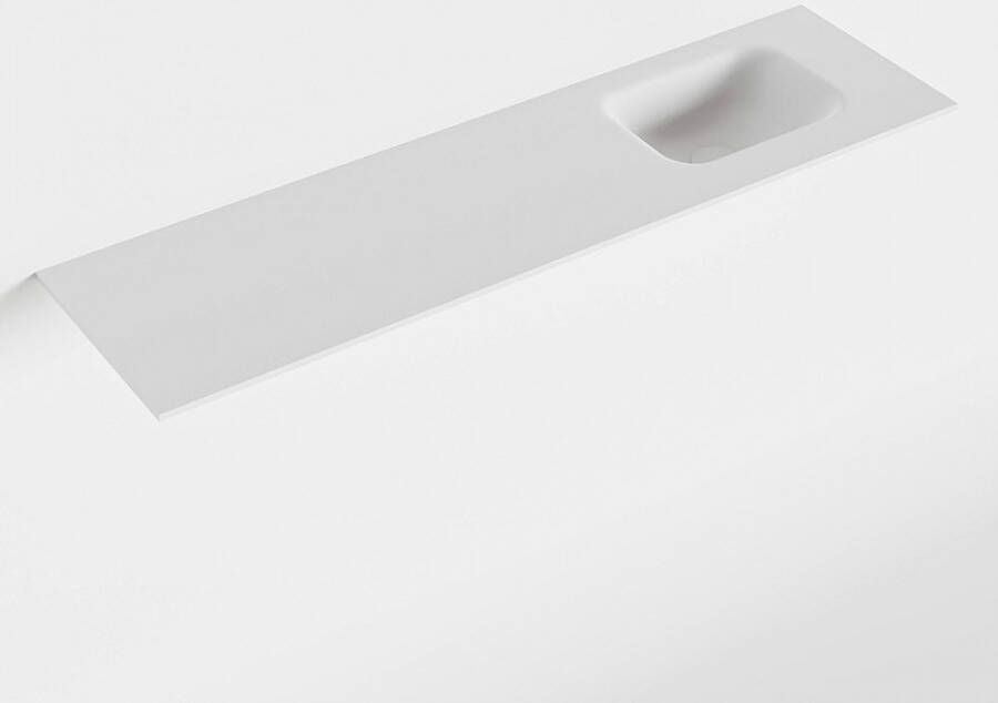 Mondiaz LEX Talc solid surface inleg wastafel voor toiletmeubel 110cm. Positie wasbak rechts