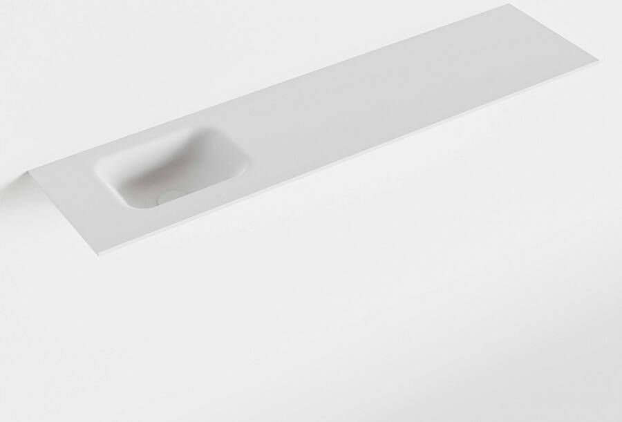 Mondiaz LEX Talc solid surface inleg wastafel voor toiletmeubel 120cm. Positie wasbak links