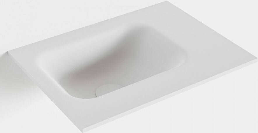 Mondiaz LEX Talc solid surface inleg wastafel voor toiletmeubel 40cm. Positie wasbak links