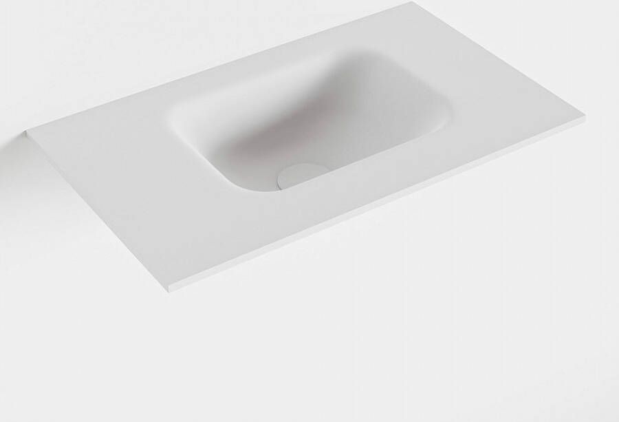 Mondiaz LEX Talc solid surface inleg wastafel voor toiletmeubel 50cm. Positie wasbak rechts