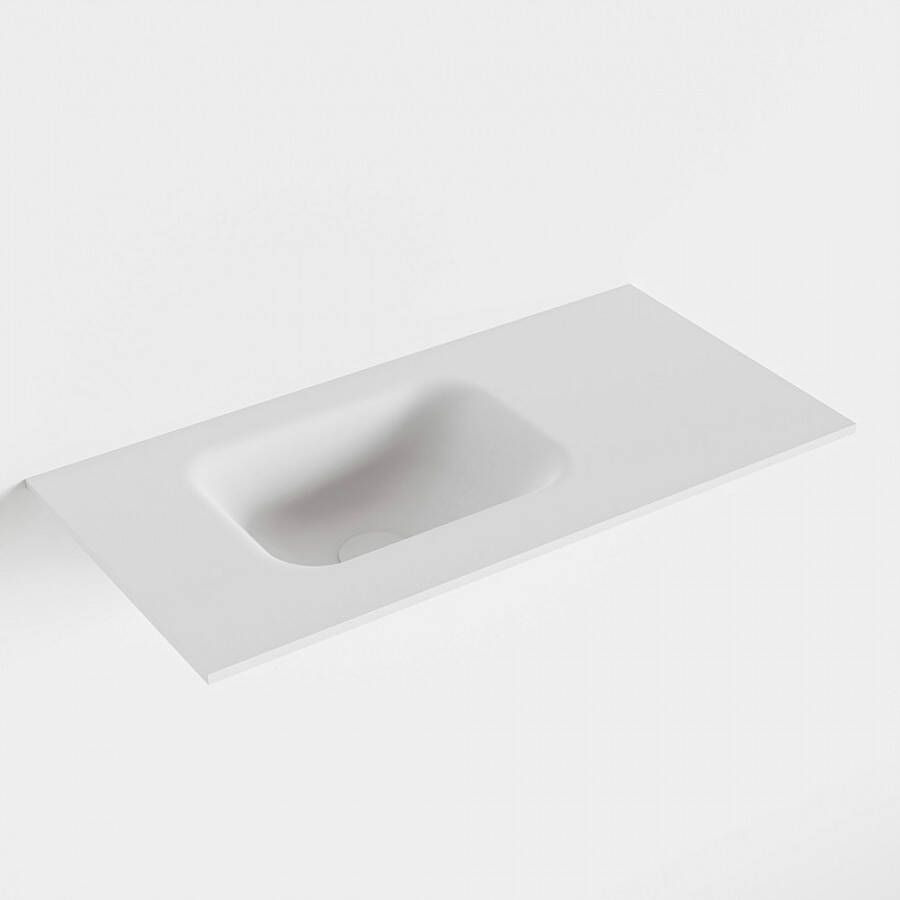 Mondiaz LEX Talc solid surface inleg wastafel voor toiletmeubel 60cm. Positie wasbak links