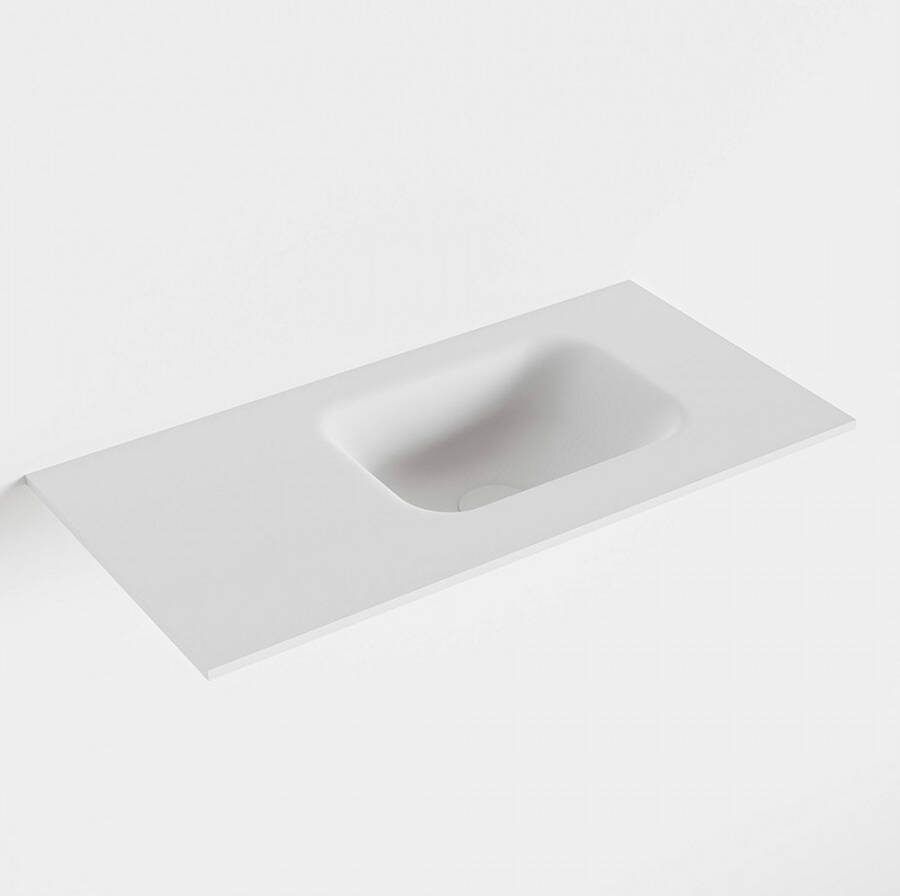 Mondiaz LEX Talc solid surface inleg wastafel voor toiletmeubel 60cm. Positie wasbak rechts