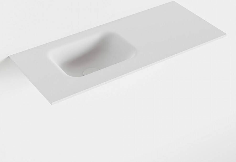 Mondiaz LEX Talc solid surface inleg wastafel voor toiletmeubel 70cm. Positie wasbak links