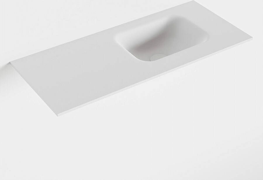 Mondiaz LEX Talc solid surface inleg wastafel voor toiletmeubel 70cm. Positie wasbak rechts