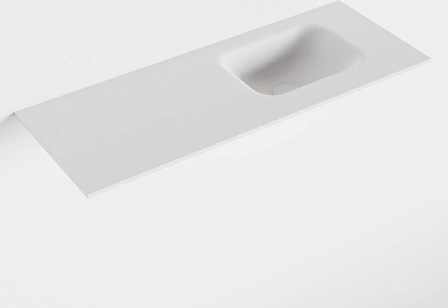 Mondiaz LEX Talc solid surface inleg wastafel voor toiletmeubel 80cm. Positie wasbak rechts