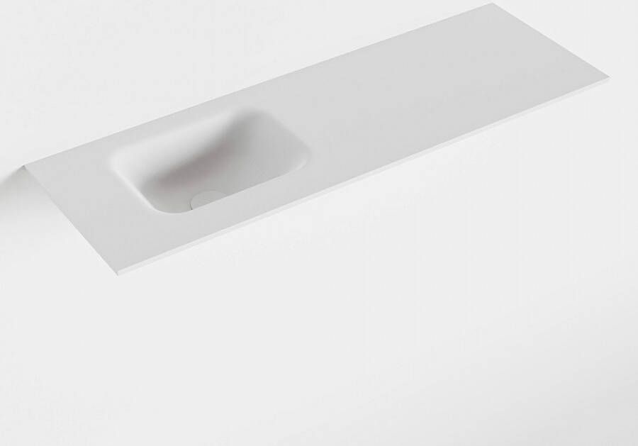 Mondiaz LEX Talc solid surface inleg wastafel voor toiletmeubel 90cm. Positie wasbak links