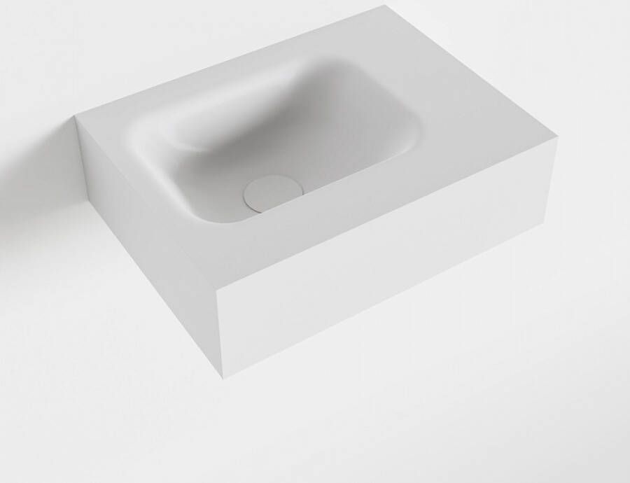 Mondiaz LEX Opbouwwastafel 40x30x12cm 0 kraangaten wasbak links Solid Surface Talc mat F52102Talc