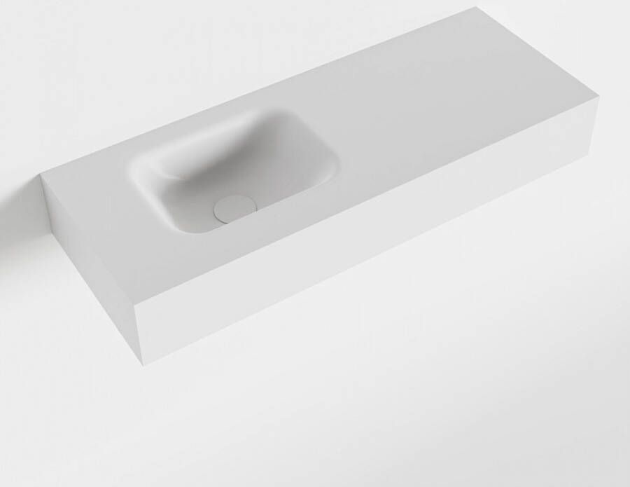 Mondiaz LEX Opbouwwastafel 80x30x12cm 0 kraangaten wasbak links Solid Surface Talc mat F52114Talc