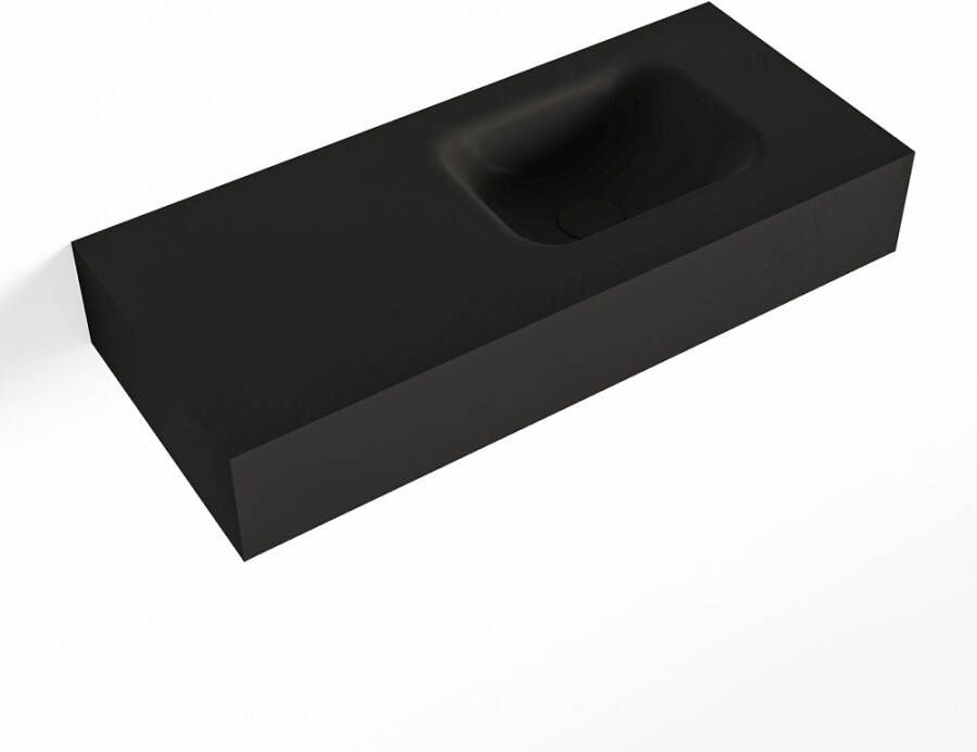 Mondiaz LEX Opbouwwastafel 70x30x12cm 0 kraangaten wasbak rechts Solid Surface Urban mat F52112Urban
