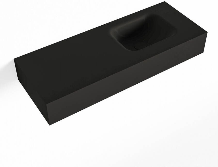 Mondiaz LEX Opbouwwastafel 80x30x12cm 0 kraangaten wasbak rechts Solid Surface Urban mat F52115Urban