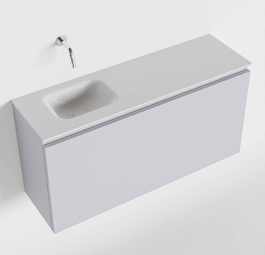 Mondiaz OLAN Toiletmeubel 100x30x40cm met 0 kraangaten 1 lades cale mat Wastafel Lex links Solid Surface Wit FK75342657