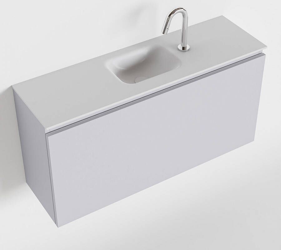 Mondiaz OLAN Toiletmeubel 100x30x40cm met 1 kraangaten 1 lades cale mat Wastafel Lex midden Solid Surface Wit FK75342654