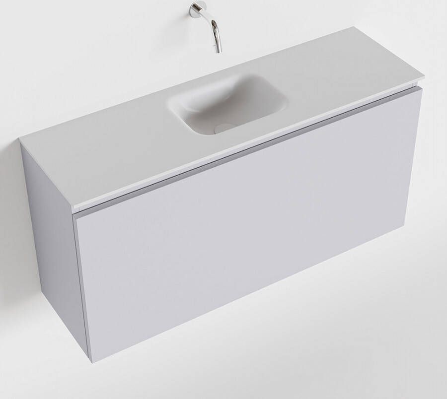 Mondiaz OLAN Toiletmeubel 100x30x40cm met 0 kraangaten 1 lades cale mat Wastafel Lex midden Solid Surface Wit FK75342655