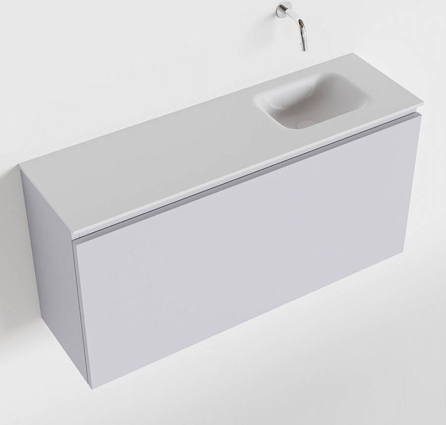 Mondiaz OLAN Toiletmeubel 100x30x40cm met 0 kraangaten 1 lades cale mat Wastafel Lex rechts Solid Surface Wit FK75342659