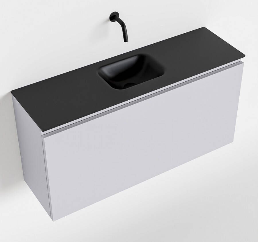 Mondiaz OLAN Toiletmeubel 100x30x40cm met 0 kraangaten 1 lades cale mat Wastafel Lex midden Solid Surface Zwart FK75343003