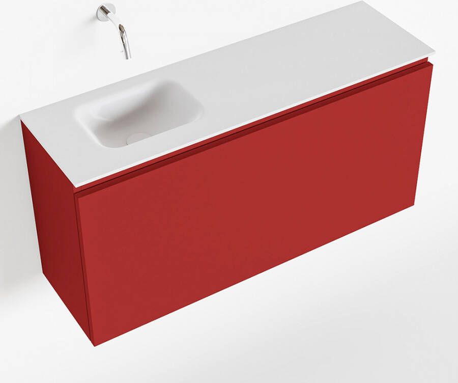 Mondiaz OLAN Toiletmeubel 100x30x40cm met 0 kraangaten 1 lades fire mat Wastafel Lex links Solid Surface Wit FK75342599